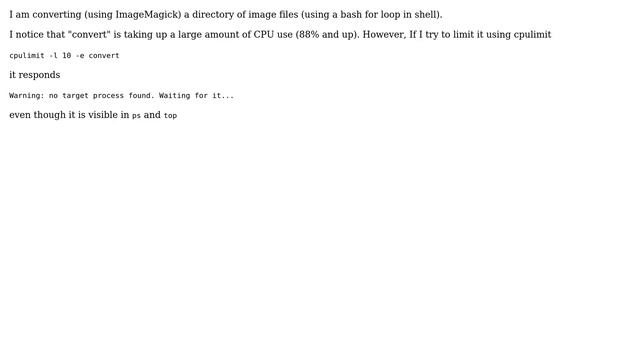 How do I use cpulimit with ImageMagick? смотреть онлайн