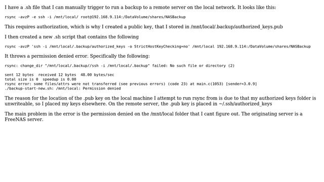 rsync throws error when using priv/pub key смотреть онлайн
