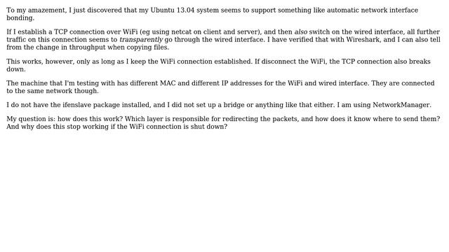 Linux: automatic bonding of WiFi and Wired interfaces -- how does it work? смотреть онлайн