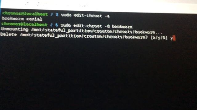 crouton chroot. Deleting with sudo edit-chroot -d chrootName . I installed bookworm, but delete смотреть онлайн