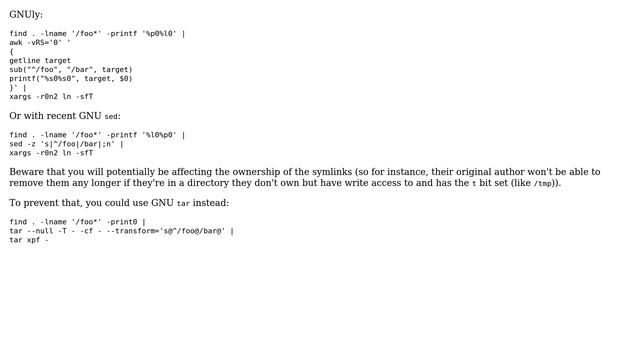 Unix & Linux: Find all symlinks to a directory and change target to another directory смотреть онлайн