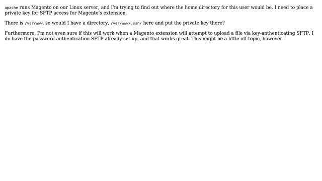 Magento: Magento user's Linux home directory (for private RSA key) смотреть онлайн