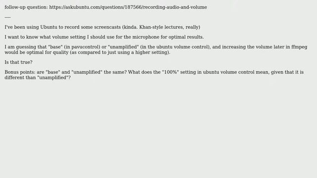 Ubuntu: Recording audio: What is the best volume setting? смотреть онлайн