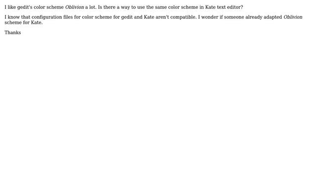 Ubuntu: Using "Oblivion" color scheme from gedit in Kate смотреть онлайн