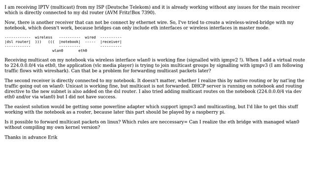 Ubuntu: Forwarding multicast packets in wired-wireless-nat-router смотреть онлайн