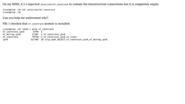 Unix & Linux: Why is /proc/net/nf_conntrack empty? смотреть онлайн