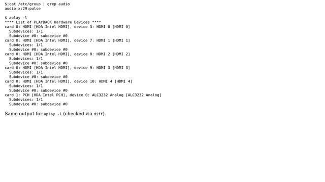Linux: no audio sound for one user logged on at same time as other (for other sound is ok) смотреть онлайн