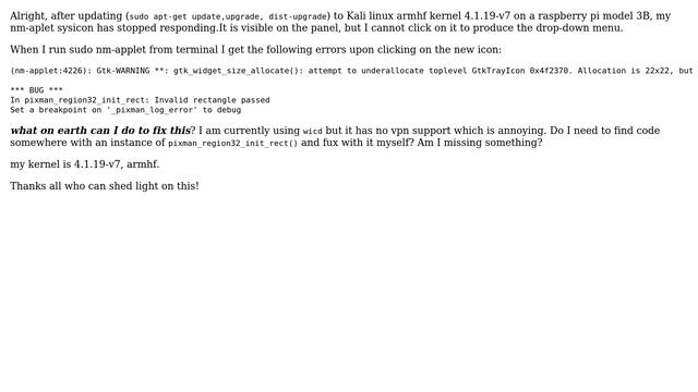Unix & Linux: nm-applet Kali Linux Raspberry Pi dropdown non-responsive смотреть онлайн