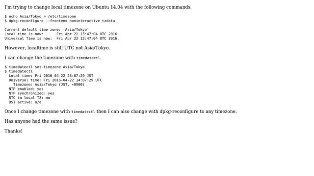 dpkg-reconfigure tzdata not working on Ubuntu 14.04 Trusty смотреть онлайн