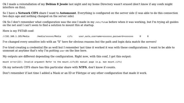 Unix & Linux: Debian Jessie FSTAB Automount network problem смотреть онлайн