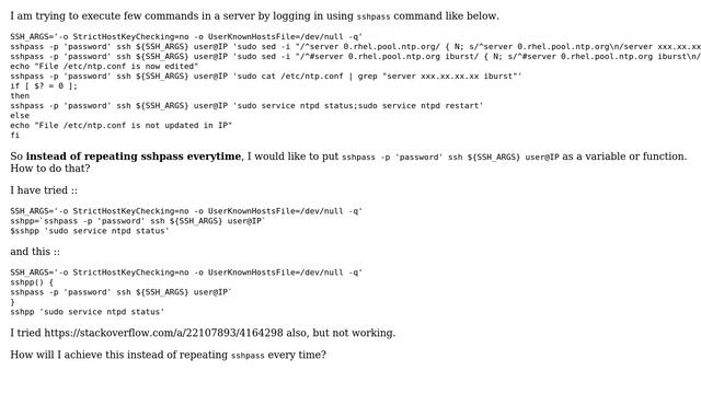 Unix & Linux: How to use ssh in a function(bash)? смотреть онлайн