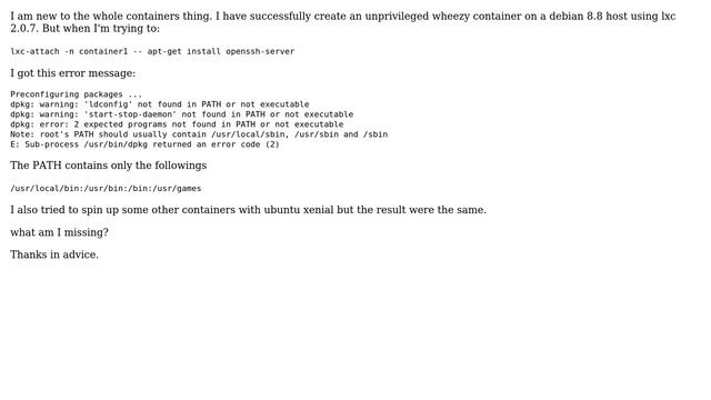 Unable to install packages in LXC unprivileged container смотреть онлайн