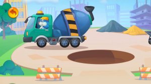 Кот Пломбир работает на бетономешалке | Мультик для детей