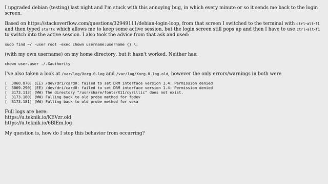 Unix & Linux: X (?) restarting every minute on debian testing смотреть онлайн