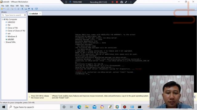 LANGKAH KONFIGURASI DHCP SERVER LINUX DEBIAN MENGGUNAKAN VMWARE смотреть онлайн