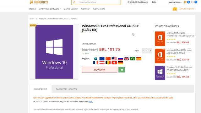Como comprar uma licença do Windows 10 Pro OEM por apenas R$71 na Goodoffer24 смотреть онлайн