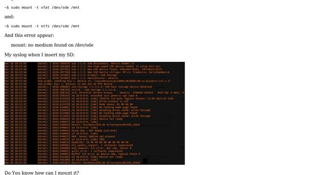 Ubuntu: I can't mount my mini SD card смотреть онлайн