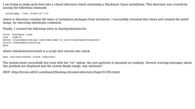 Boot into chroot directory leaves the root partition read-only смотреть онлайн