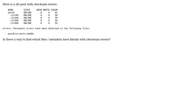 ZFS checksum errors: what files are affected? смотреть онлайн