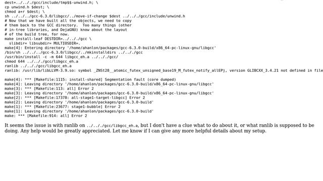 Segmentation Fault when building GCC смотреть онлайн