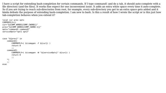 Unix & Linux: Bash completion extra space when adding file directory смотреть онлайн