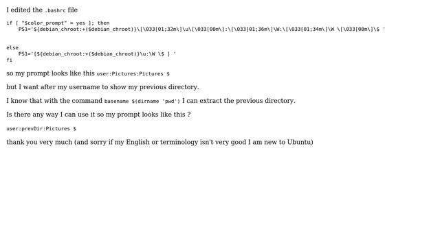 How can I make my prompt show the current directory and the previous directory? смотреть онлайн