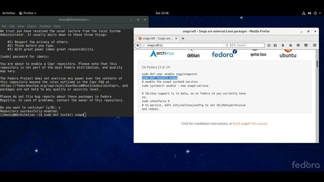 Установка Snap в Fedora 24 Workstation смотреть онлайн