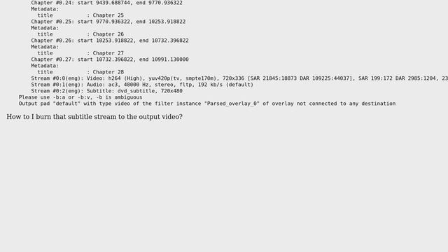 Ubuntu: How can I burn vobsub subtitles using ffmpeg? смотреть онлайн
