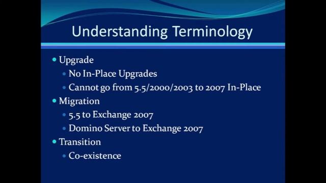 Understanding Terminology: Microsoft Exchange 2007 upgrade смотреть онлайн