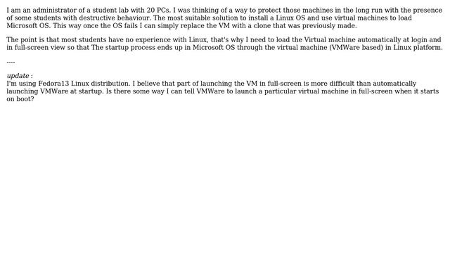 Can I automatically run a virtual machine (made by vmware in fedora OS) at startup in fullscreen? смотреть онлайн