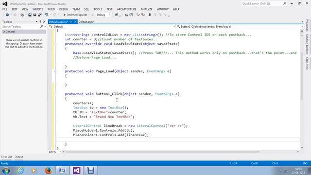 ASP.NET C# - Dynamically adding Text Boxes on button click смотреть онлайн