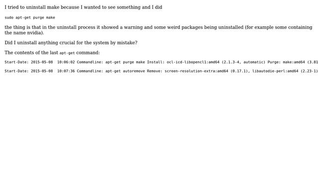 Ubuntu: Confusion regarding sudo apt-get purge make смотреть онлайн