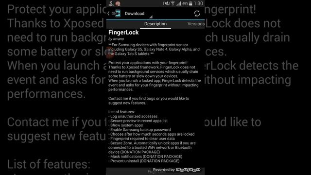 Fingerlock in Xposed Rooted on android 5.0.1 samsung Alpha , S5, Note 4 смотреть онлайн