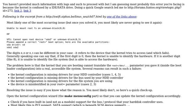 Kernel panics with "Cannot open root device" error, where do I append the "root=" option? смотреть онлайн