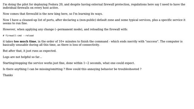 DevOps & SysAdmins: Firewalld service taking too long to reload (Fedora 20) смотреть онлайн