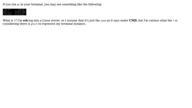 Unix & Linux: What does '?' represent under TTY смотреть онлайн