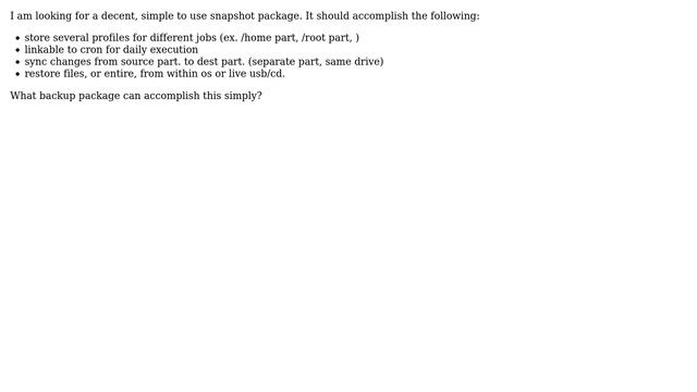 Ubuntu: Which backup package can meet these requirements? смотреть онлайн
