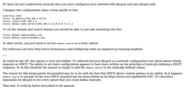 Unix & Linux: I use only dhcpcd and I want to make /etc/resolv.conf add search domain.local смотреть онлайн