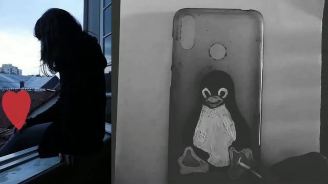 Linux logo, back cover for phone - Using Gum and water paint. смотреть онлайн