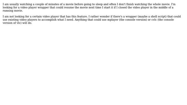 Linux video player wrapper that remembers playback position? смотреть онлайн