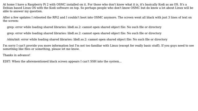 Unix & Linux: OSMC won't boot anymore after update смотреть онлайн
