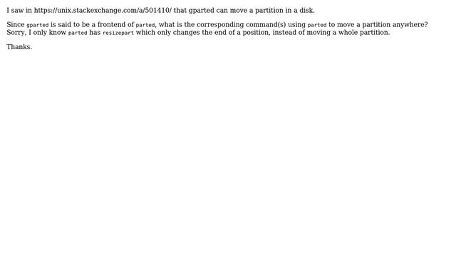 Unix & Linux: Can `parted` move a partition like `gparted`? смотреть онлайн