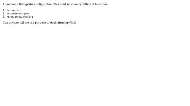 Why so many files relating to grub (/etc/grub.d/, /etc/default/grub, /boot/grub2/grub.cfg)? What... смотреть онлайн