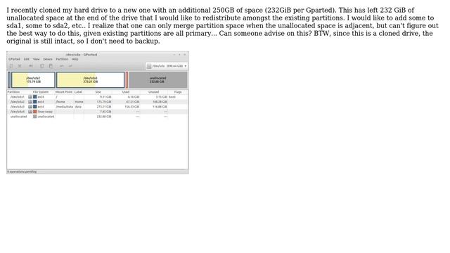 Ubuntu: Advice on Moving Partitions with Gparted After Cloning Drive to a larger one смотреть онлайн
