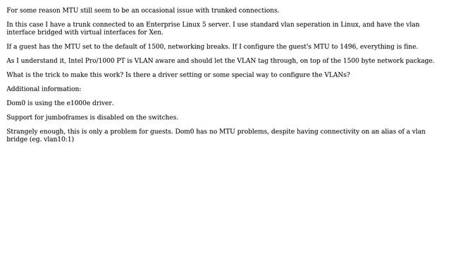 VLAN MTU on Linux with Intel Pro/1000 PT Server Adapter смотреть онлайн