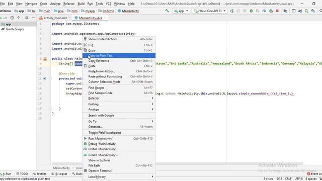 Listview in android studio Example смотреть онлайн