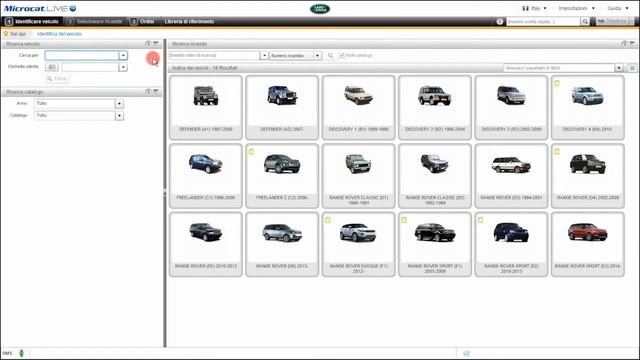 Microcat LIVE - Land Rover - Identificazione Veicoli