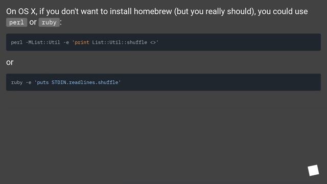 Equivalent of gnu `sort -R` on OSX? смотреть онлайн