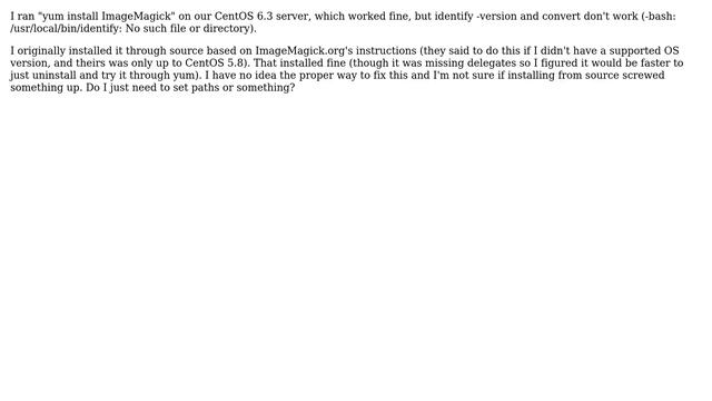 CentOS 6.3: yum install ImageMagick, identify and convert don't work смотреть онлайн