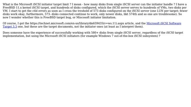 What is the Microsoft iSCSI initiator target limit? смотреть онлайн